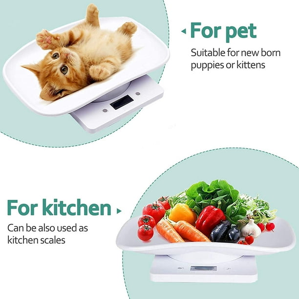  Báscula digital para mascotas, báscula electrónica LCD  multifuncional para alimentos de cocina, báscula de verduras y frutas, báscula  de cocina para perros, gatos, hámster, tortuga, lagarto, animales pequeños  (blanco) : Hogar
