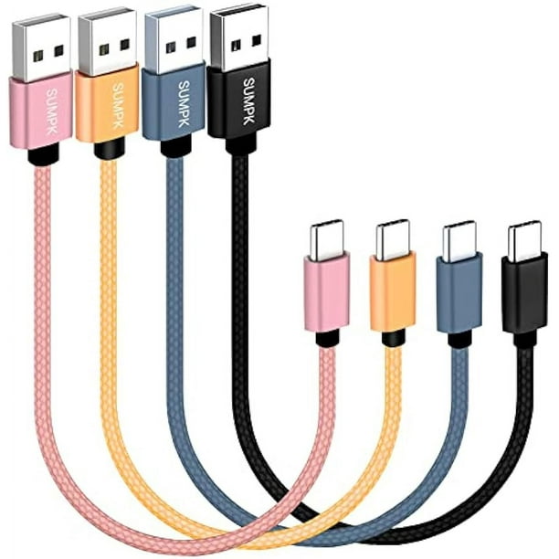 SUMPK Cable USB C corto [paquete de 4 de 8 pulgadas], carga rápida 3A USB  2.0 transferencia de datos a tipo C cable cargador de teléfono trenzado de  nailon compatible con Samsung