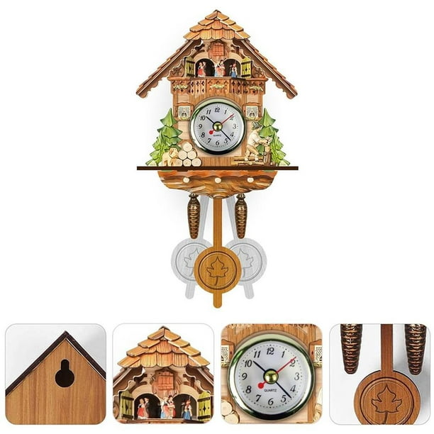 Reloj de pared de cuco con voces de pájaro de cuco, reloj de cuco de madera  con péndulo, funciona con pilas, reloj de cuco, casa de pájaros, arte de