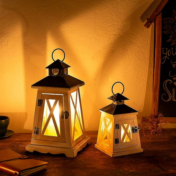 Linterna de madera, candelero Vintage, farolillos decorativos para velas  para centro de mesa rústico de boda Feliz Sencillez