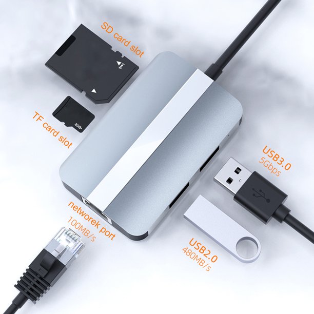 Adaptador USB Tipo C 5 en 1, Multipuerto