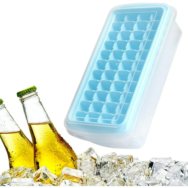 JM Bandejas de silicona para cubitos de hielo con tapa, ahorran espacio y  apilables, certificadas LFGB y sin BPA, bandejas cuadradas fáciles de  quitar, azul/verde, paquete de 4 JM