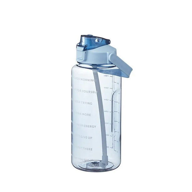 Botellas de agua de 1 litro, botella de agua grande con pajilla, botella de  agua de viaje con marcador de tiempo, botella de agua deportiva