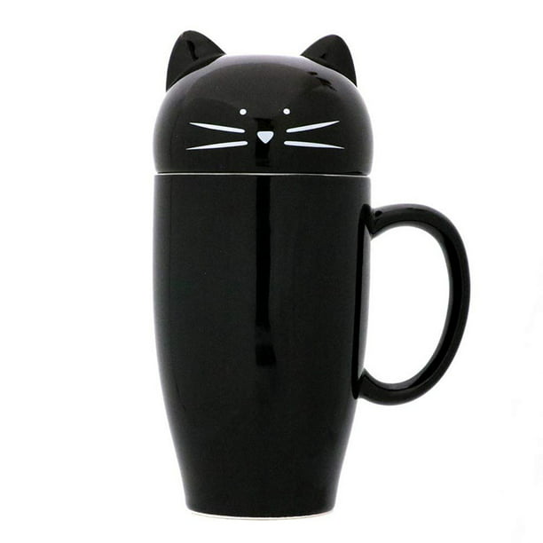 Linda taza de café de gato con tapa, regalo para amantes de los gatos, taza  de cerámica única, tazas de té de porcelana para niñas y mujeres, 460ml oso  de fresa Hogar
