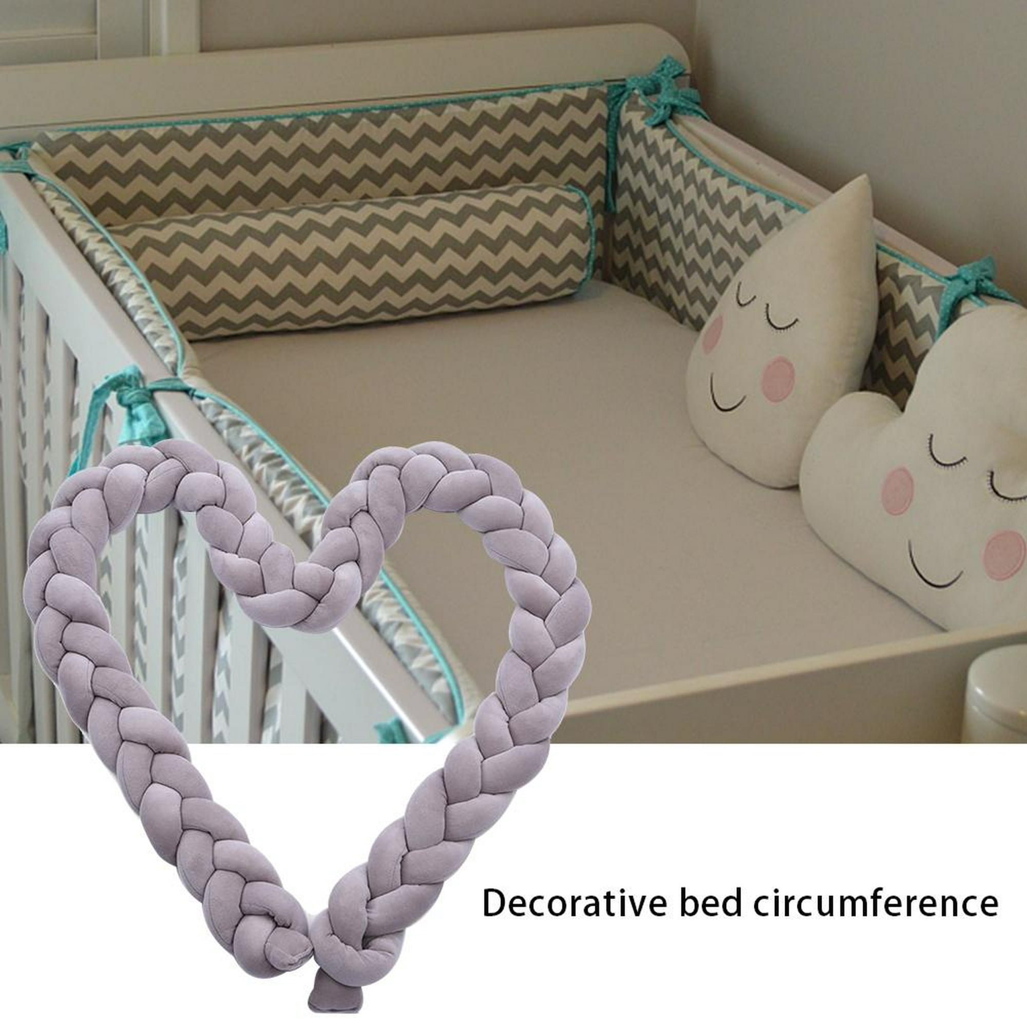 Parachoques de cama trenzado para decoración de guardería, almohada de  felpa con nudo, Protector para cuna de bebé, 1 pieza, Moda de Mujer