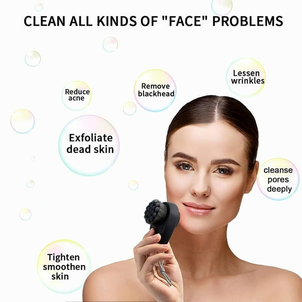 Cepillo de limpieza facial con mango acrílico, cepillo limpiador de cerdas  suaves, cepillo exfoliante facial para el cuidado de la cara, maquillaje