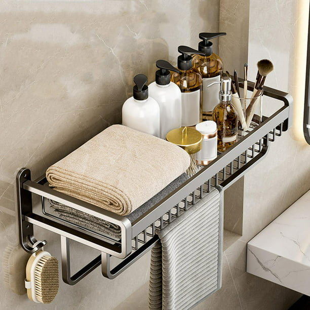  Toallero de baño estético para montaje en pared, ahorra espacio  y ganchos fáciles de instalar : Hogar y Cocina