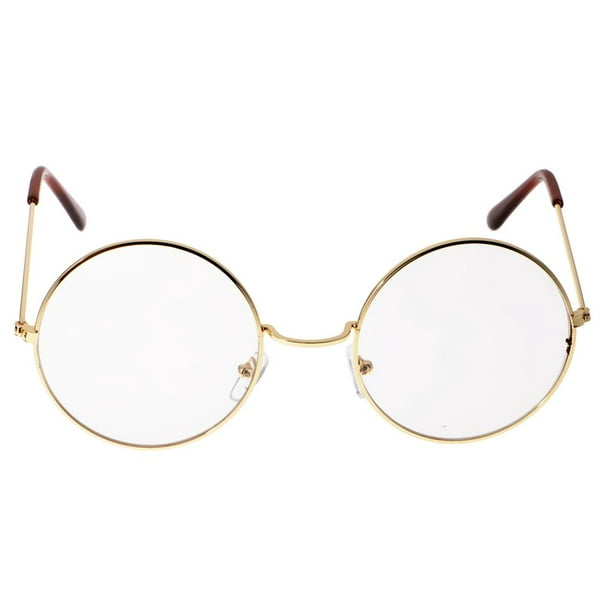 Gafas redondas Vintage para hombres y mujeres, lentes transparentes, marco  de Metal redondo dorado, gafas ópticas, gafas falsas