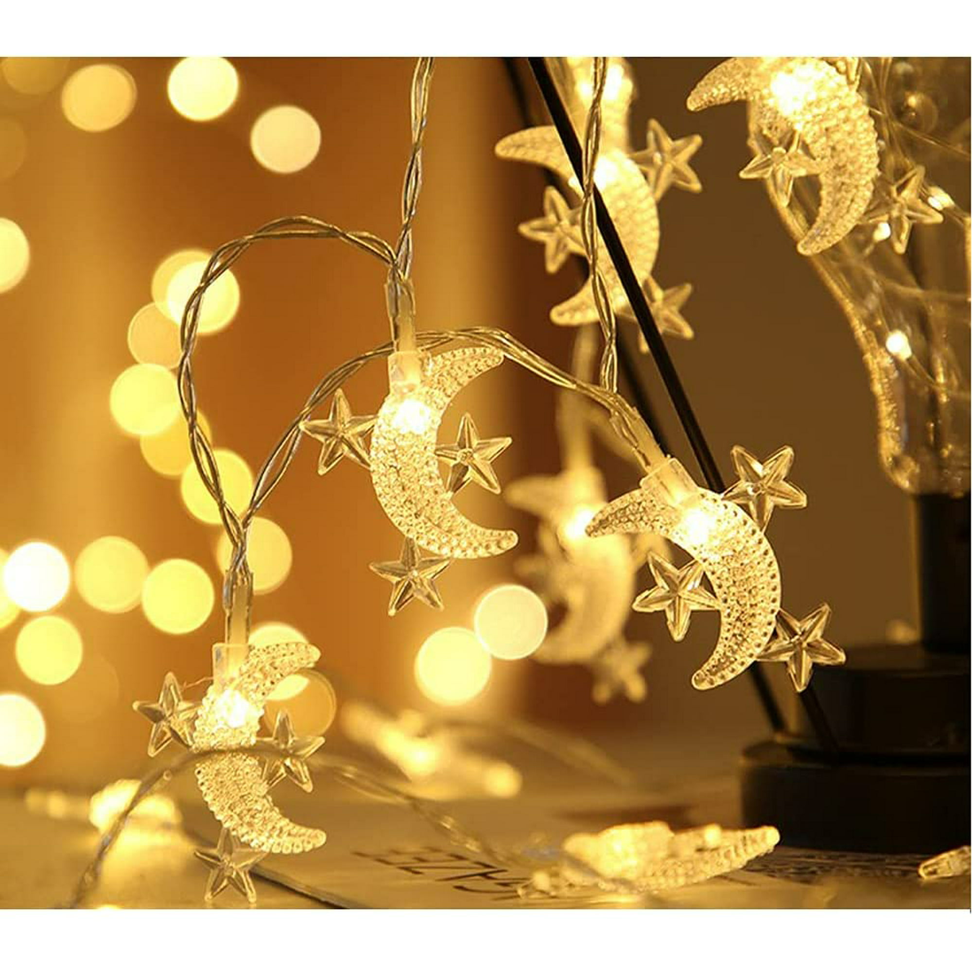 40 luces LED de cadena de estrellas que funcionan con pilas, 20 pies, Mini  luces de Navidad de hadas de estrellas para Patio, jardín, decoración de  bodas JAMW Sencillez