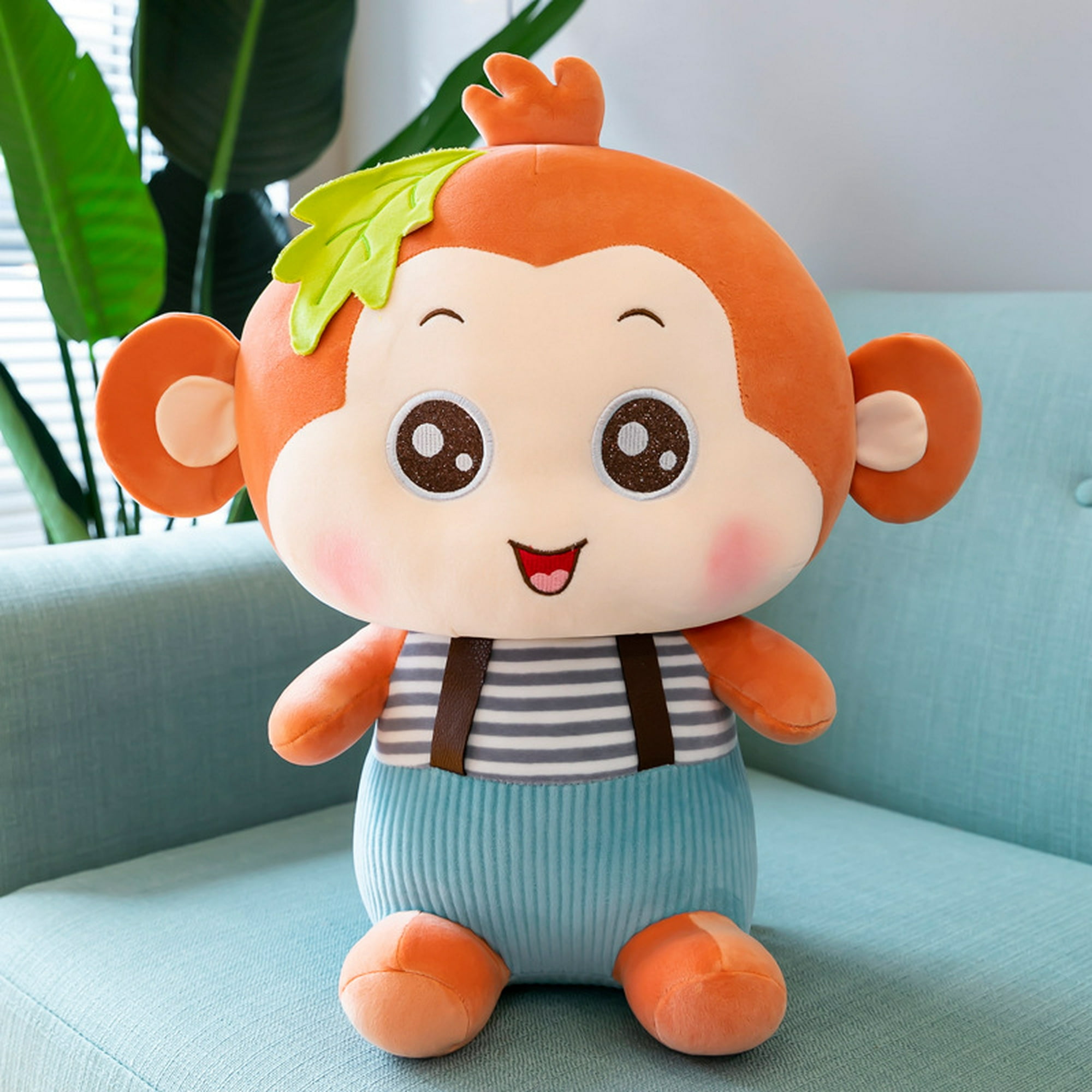 Mono de juguete, peluche de mono de peluche de juguete rica expresión  facial sin deformación esponjoso bebé peluche mono cojín para niños marrón