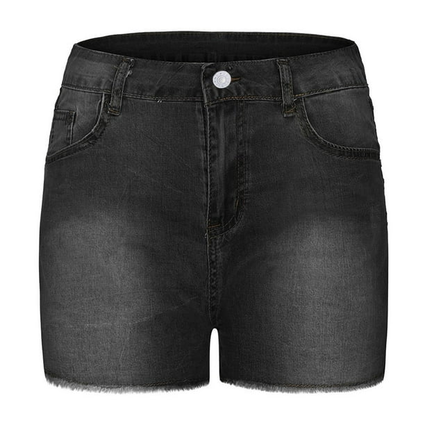 Mujer Pantalones Cortos, Color Sólido Shorts de Mezclilla Moda Cintura Alta  Rasgados Shorts Casual Denim Shorts Jeans con Bolsillos: : Moda