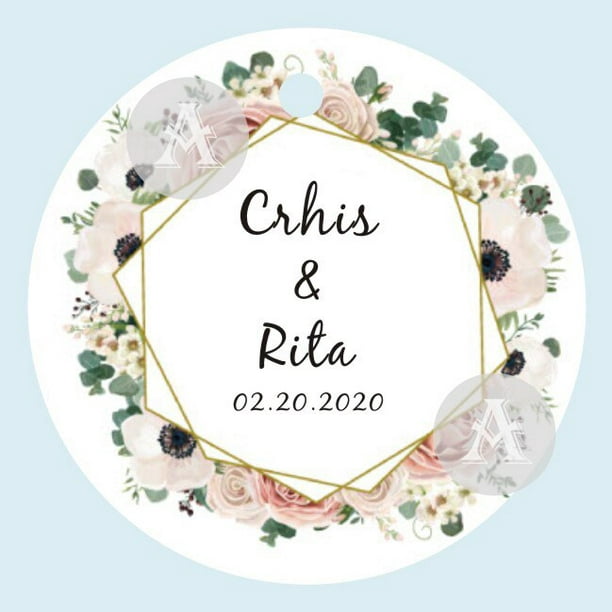 Etiquetas circulares personalizadas boda