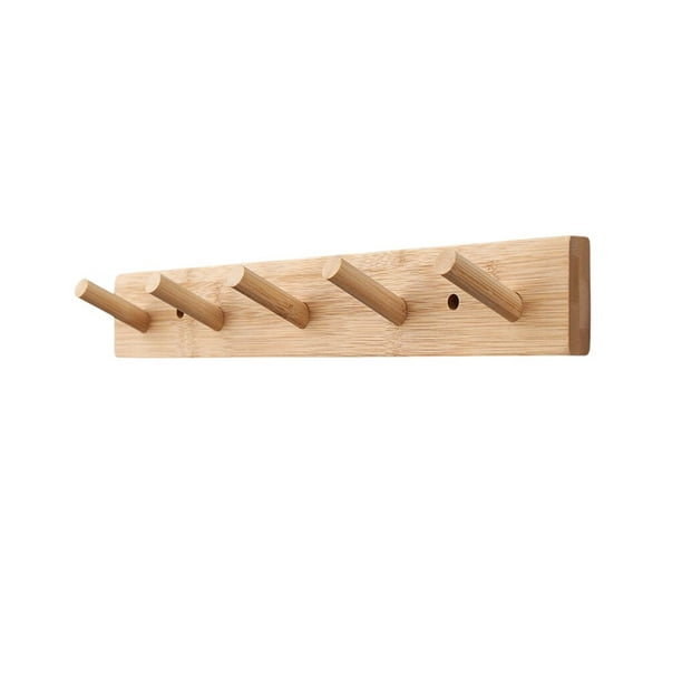 Colgador de llaves de bambú para colgar en la pared, organizador de pared,  perchero rectangular, ganchos