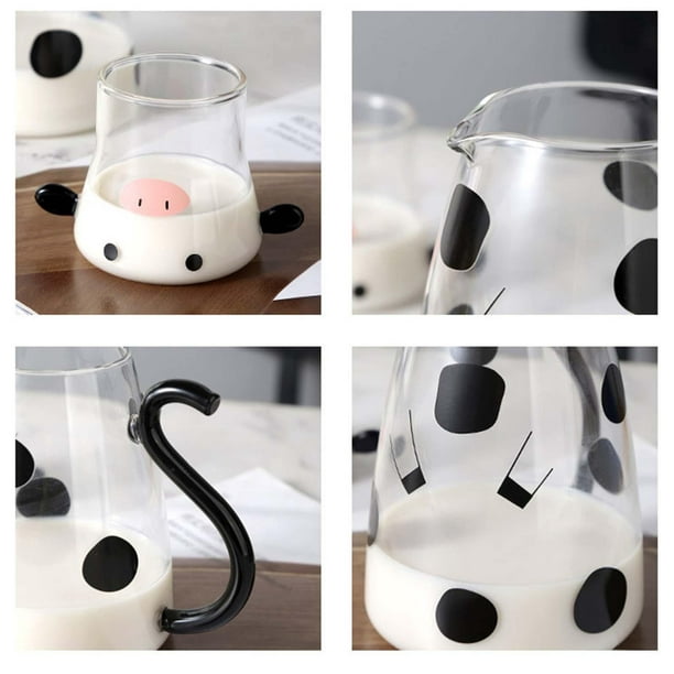 Jarra de vidrio con tapa, jarra de agua de vidrio de 350 ml, jarra de agua  fría/caliente, jarra para bebidas de y té Negro BLESIY Hervidor de café