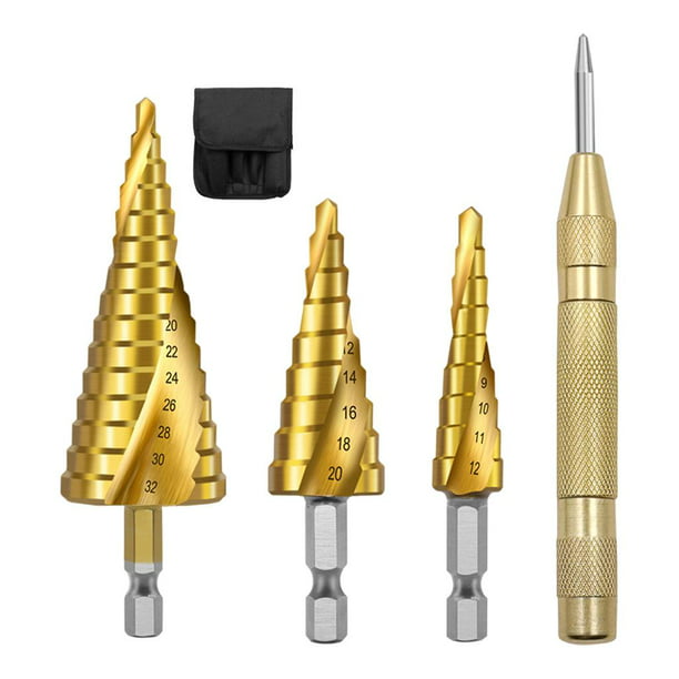 Broca escalonada, 4-12 mm / 4-20 mm / 4-32 mm Brocas cónicas de material  acero de para taladrar agujeros de , para bricolaje Cola taladro escalonado  de ranura