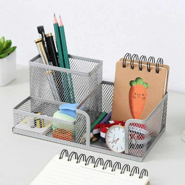Organizador de escritorio elegante bandeja de escritorio de malla, incluye  soporte para bolígrafos/lápices, organizador de correo, y cajón deslizante,  ideal para el hogar u oficina Ormromra CPB-DE-WX586-1