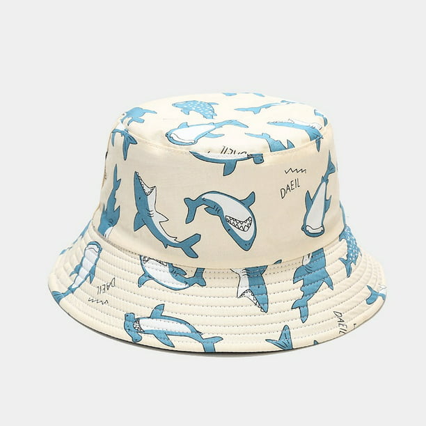 Sombreros de cubo impresos de ballena tiburón azul de verano para