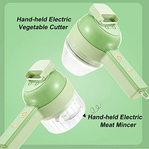 Th 4 en 1 Juego de cortador de vegetales eléctrico de mano, procesador de  alimentos manual - Cortadora de verduras y dicergreen1pcs