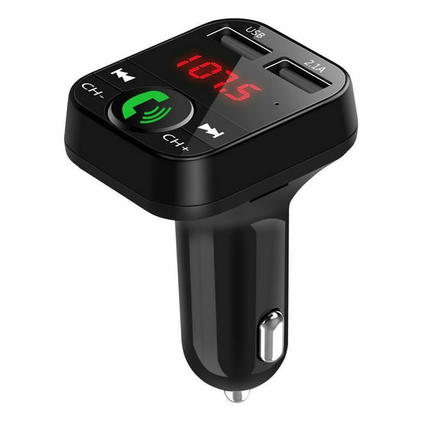  Transmisor FM Bluetooth para coche, 4.2 Bluetooth manos libres  kit de coche FM voltaje de radio FM cargador de coche USB dual reproductor  de música compatible con iOS Android Smartphones Tablet