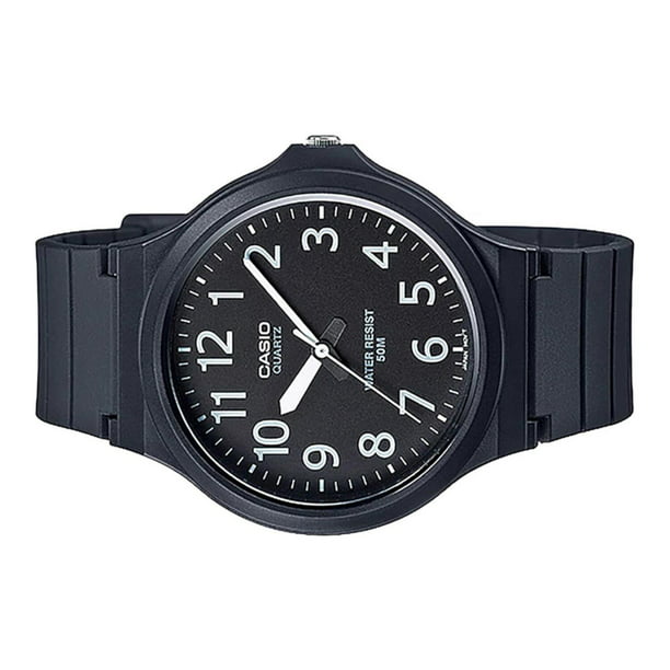 Casio MW240-1BV Reloj de cuarzo negro con pantalla analógica fácil de leer  para hombre, Negro/Negro, MW240-1BV