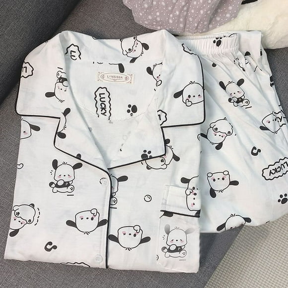 pijama kawaii sanrio hello kitty pachacco kt cat para mujer conjunto de ropa para el hogar de manga larga para estudiantes nuevo