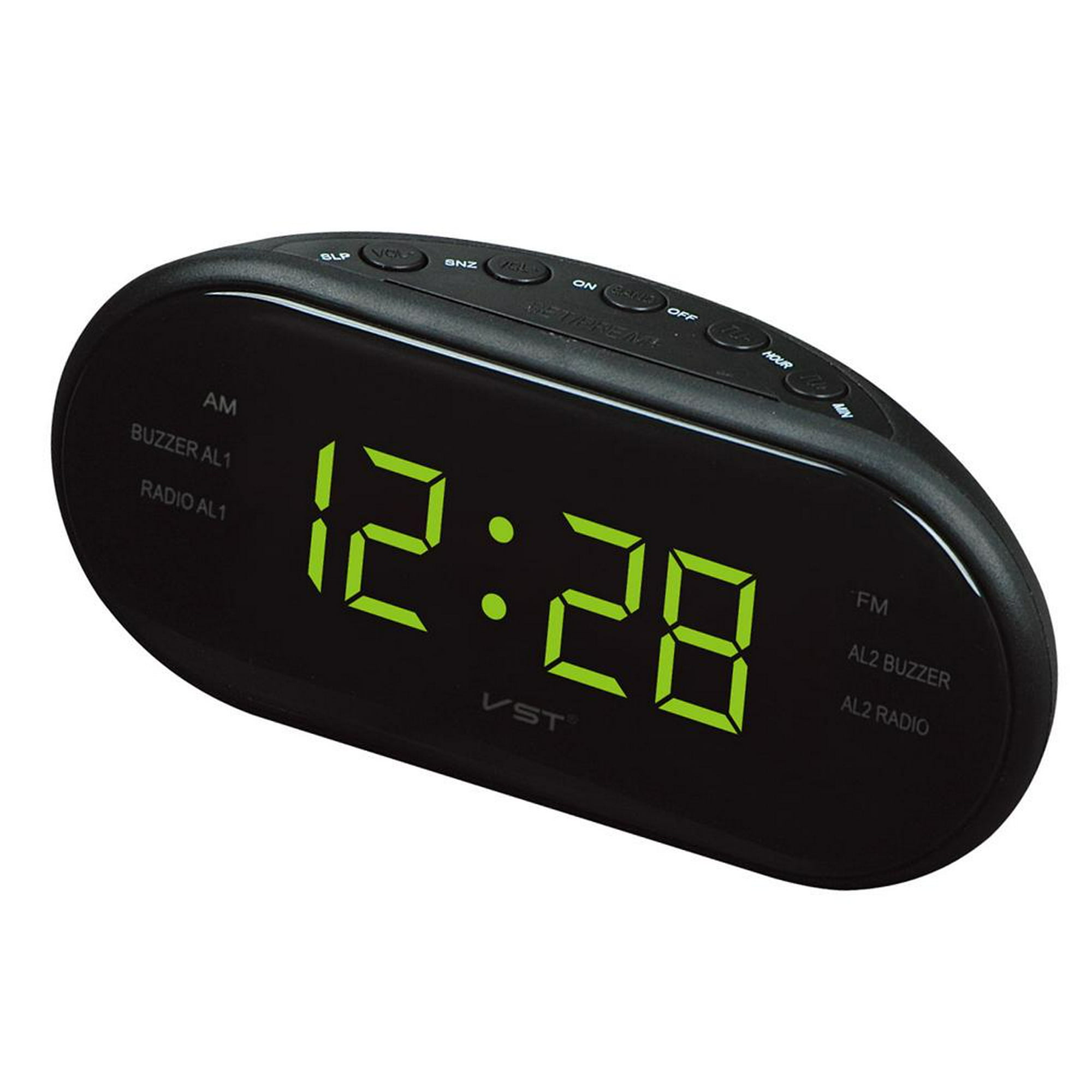 despertador dual digital / FM con sintonización digital 522 ~ 1620KHZ;  enchufe . UU. Verde Sunnimix Reloj despertador digital LED