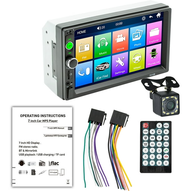 Radio De Coche Radio para coche de 7 pulgadas, reproductor Multimedia HD  compatible con Bluetooth, pantalla táctil, Radio FM