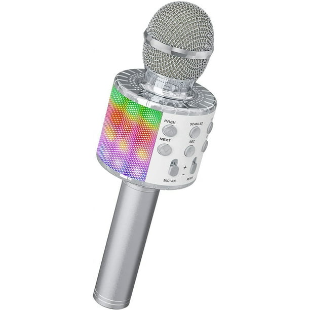 Micrófono inalámbrico Bluetooth con luz led Fiesta familiar Fiesta de  cumpleaños Micrófono Canto