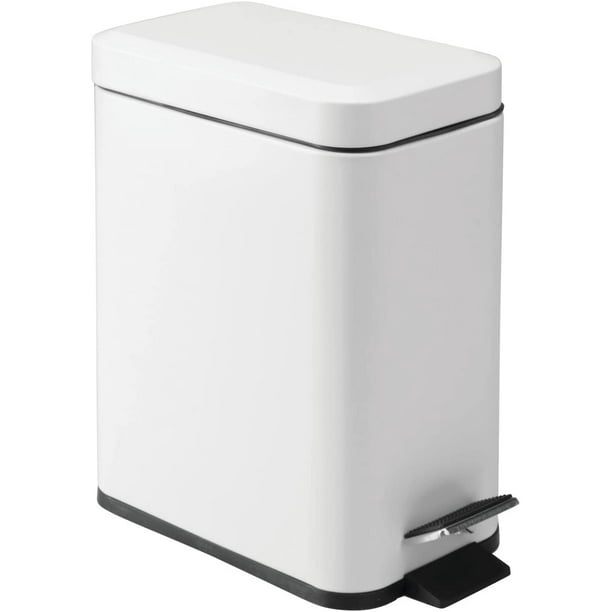 KLGO Cubo de basura rectangular de plástico de 10 litros con tapa tipo  prensa, contenedor de basura de 2.4 galones para baño, tocador, dormitorio