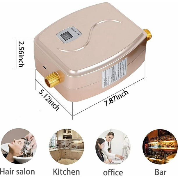 Calentador de agua eléctrico sin tanque, pequeño calentador de agua  instantáneo para fregadero de cocina, 3000 W 110 V, con pantalla digital  LCD