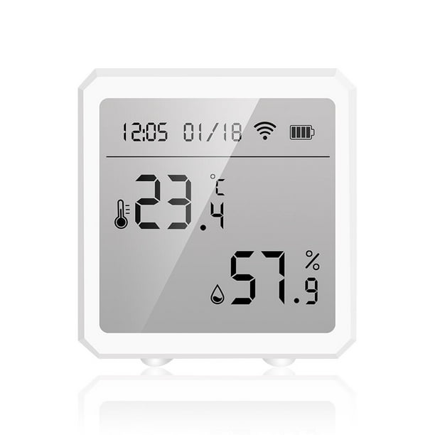 Methold Pantalla Tuya, Sensor inteligente de temperatura y humedad, sala de  estar, teléfono móvil, termómetro WiFi, suministros para el Electrónica  Blanco
