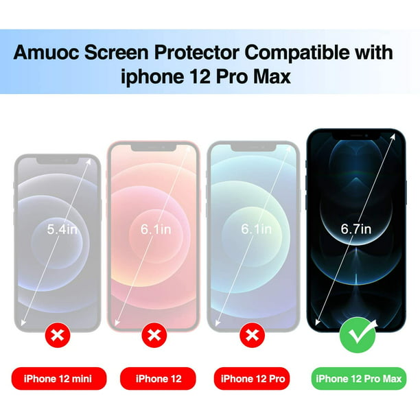 3-PAQUETES Protector de Pantalla Cristal Vidrio Templado para IPhone 12 PRO  MAX