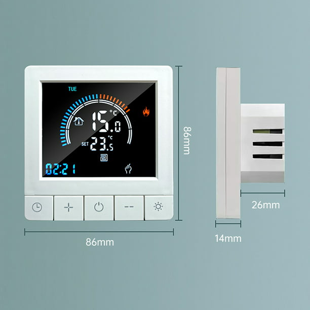  Termostato de calefacción por suelo radiante de 90 V Pantalla  inteligente para LCD 240 V Temporización Controlador eléctrico de  calefacción por suelo radiante para ahorro de energía montado en la pared