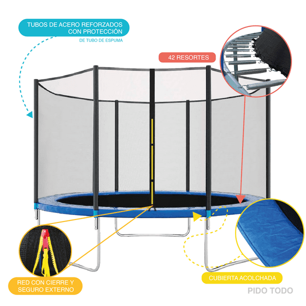  Trampolín para niños o adultos, trampolines de 10 pies con red  de seguridad, almohadilla de resorte para exteriores, redonda, combinada,  equipo de fitness, incluye todos los accesorios, capacidad de salto de