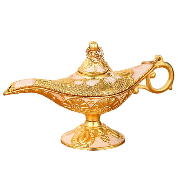 Aladdin Genie Lamps - Lámpara de luz de genio coleccionable vintage clásica  que desea luz Oro Blanco (8.5x3x3.5cm) Zulema Lámpara Aladdin