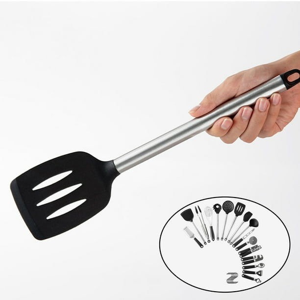 Juego de utensilios de cocina de acero inoxidable, 28 piezas de utensilios  de cocina y utensilios de cocina con soporte, el mejor juego de