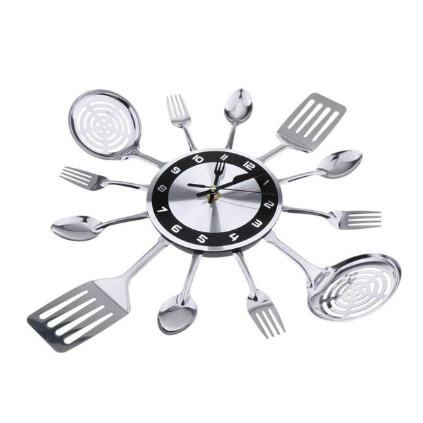 1pc Reloj Pared Cocina, Reloj Pared Cuchara Tenedor Cocina