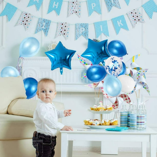 Comprar 12 Uds. De globos de cumpleaños para niño con globo azul de 32  pulgadas, decoración para fiesta de tercer cumpleaños, aniversario para  niños de 1/3 años