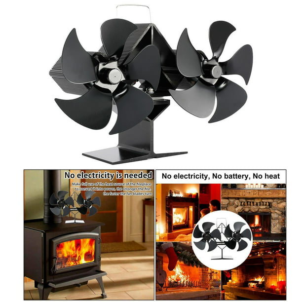 Ventilador de estufa de energía térmica, ventilador de estufa de leña de 5  , funcionamiento silencioso y distribución de calor eficiente y - dorado  BLESIY Ventilador de chimenea