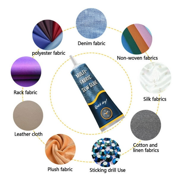 Pegamento para coser de reparación de tela, 1.7 fl oz- Líquido de pegamento  instantáneo para coser 2022, pegamento de costura de tela de secado