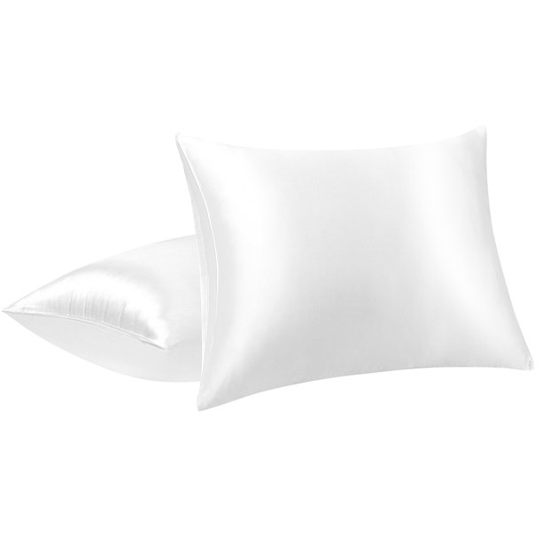 Funda de Almohada Satén con Cierre de Sobre, Juego de 2 Suaves Fundas  Almohada sin Cremallera, Protege Cabello y Piel, 43x63cm, Blanco Unique  Bargains Funda de Almohada