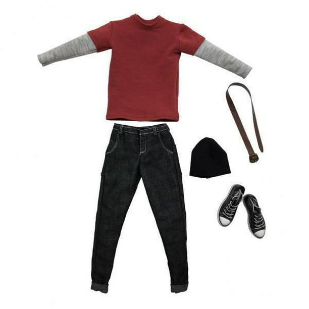 2x1/6 Ropa De Hombre Camiseta Larga Negra Jeans De Mezclilla trajes de de acción masculinas | Walmart en línea