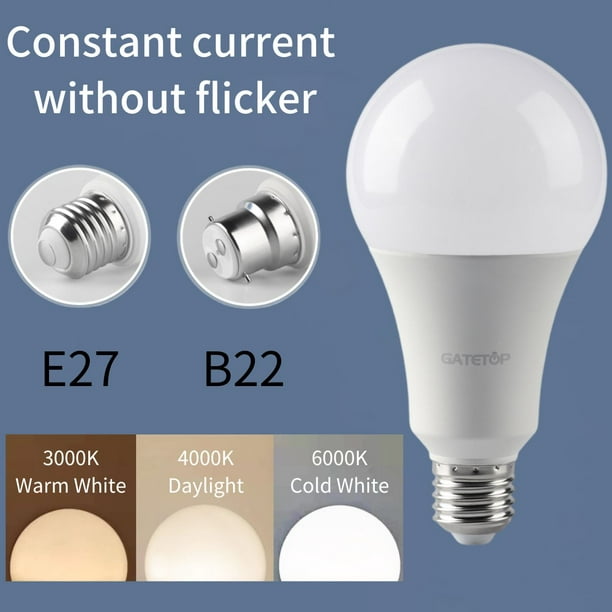 Bombilla LED para iluminación del hogar y la Oficina, luz sin luz  estroboscópica, de 1 a 10 piezas, A60/G45, AC220V, 3W-24W, E27, B22,  3000k/4000k/6000k