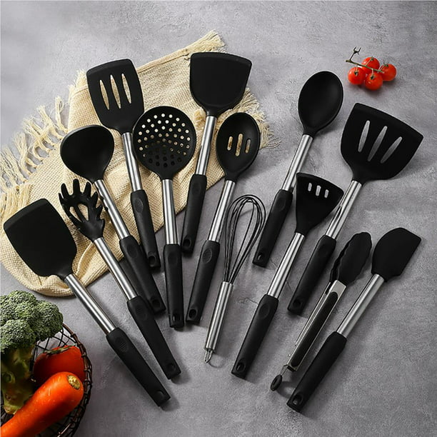 Juego de utensilios de cocina de acero inoxidable, 28 piezas de utensilios  de cocina y utensilios de cocina con soporte, el mejor juego de
