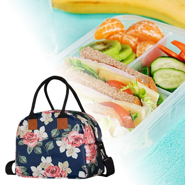 Bolsa de almuerzo aislada para mujer, pequeña bolsa térmica suave, lonchera  reutilizable, bolsa a prueba de fugas con correa ajustable para el hombro