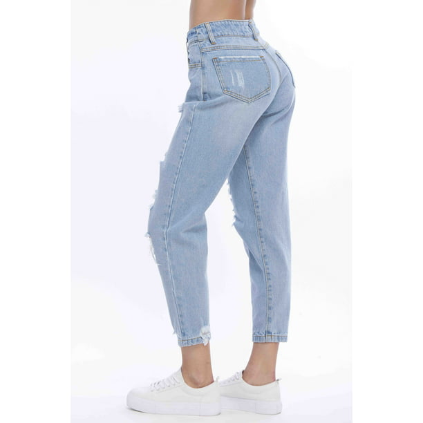 Mom Jeans Mujer Pantalon Vintage Ancho Tiro Alto Rígido Wide - $ 38.250