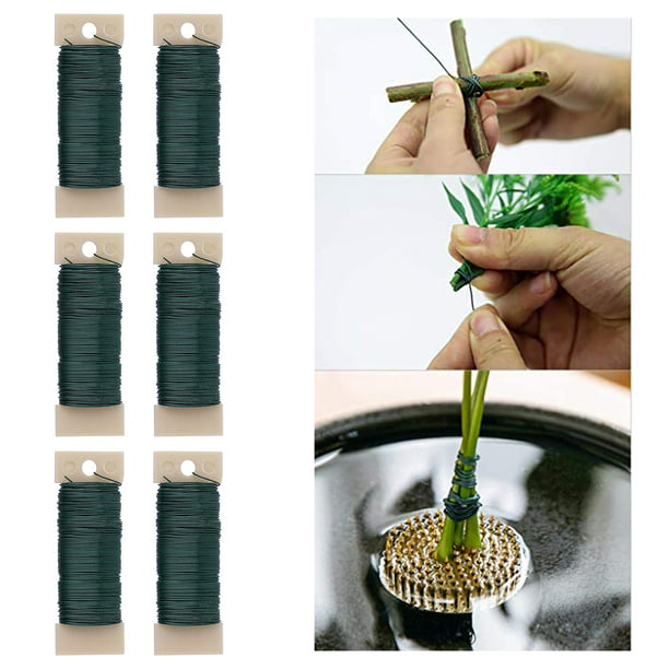 Alambre para manualidades de paleta floral verde, calibre 24, 110 pies