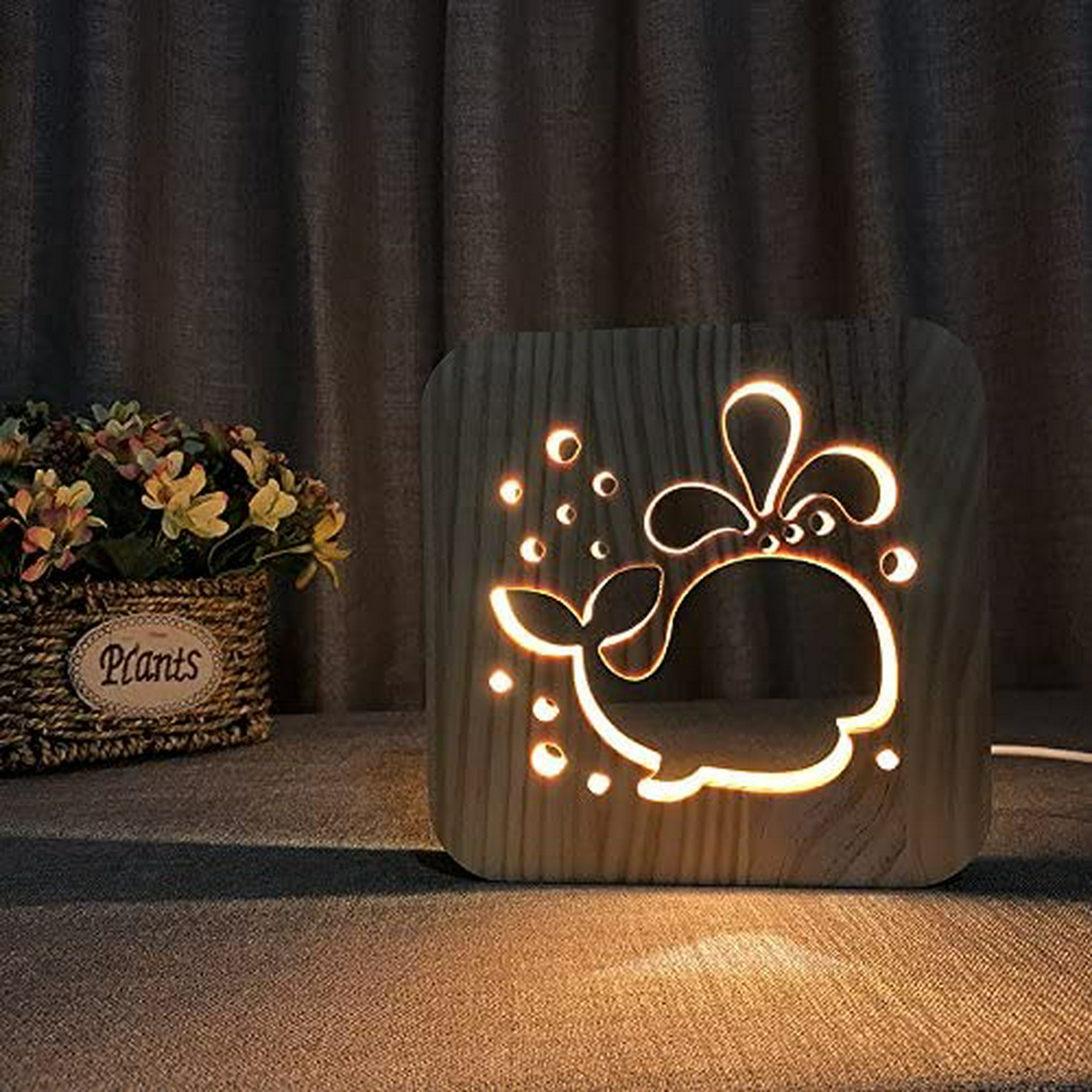 Lámpara de escritorio con Base de madera, luz nocturna 3D personalizada con  texto y foto, regalo personalizado con alimentación USB