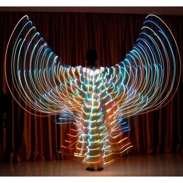 Alas LED para danza del vientre, alas de ángel con varillas telescópicas,  varillas flexibles para adultos y niños
