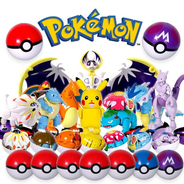 Pokemon juguetes con caja Original deformación Pokeball Anime figura modelo  Pikachu Eevee SLaura Cha zhangyuxiang LED